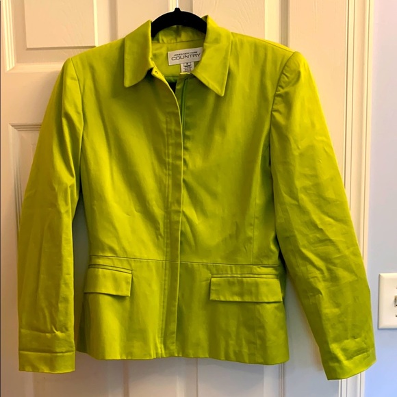 Jones New York Jackets & Blazers - Jones New York Country Women's Lime Green Zip Jacket Size 8